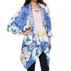 Bold Elements Satin Sleeve Open Kimono